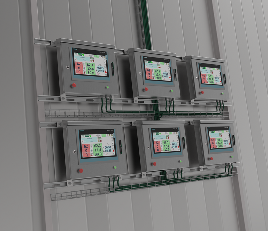 Image de plusieurs écrans de pilotage de machine industrielle Image de plusieurs écrans de pilotage de machine industrielle